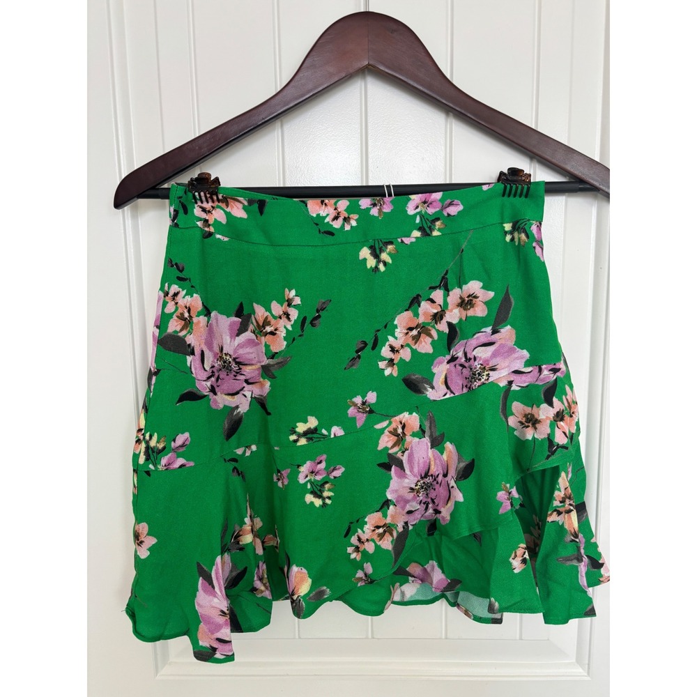 NWT Sage The‎ Label Green Floral Layered Ruffle Skirt Lined XS